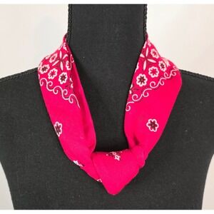 Vintage Red Floral Bandana 100% Cotton Made in USA Fast Color Scarf
